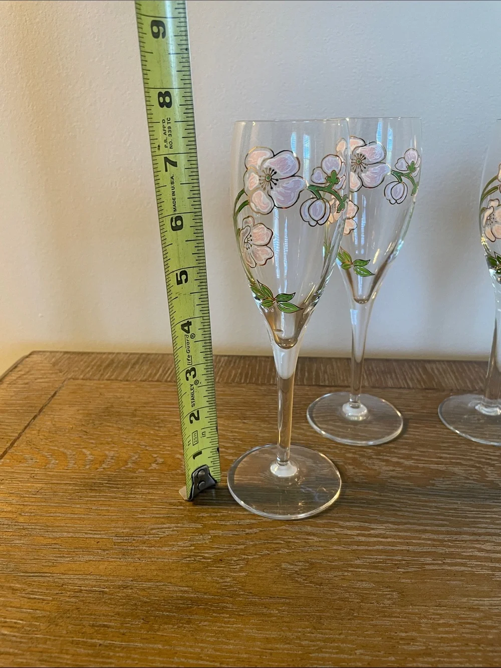 Perrier Jouet Hand-Painted Champagne Flutes - Set of 5